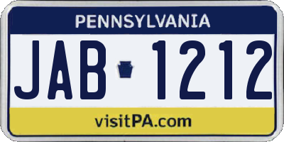 PA license plate JAB1212