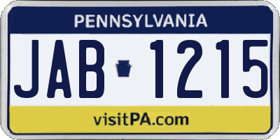 PA license plate JAB1215