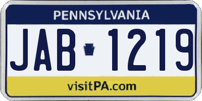 PA license plate JAB1219