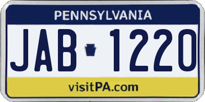 PA license plate JAB1220