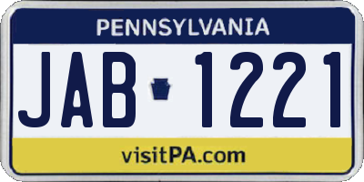 PA license plate JAB1221