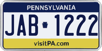 PA license plate JAB1222