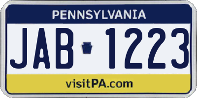 PA license plate JAB1223