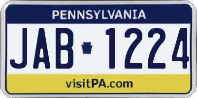 PA license plate JAB1224