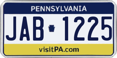 PA license plate JAB1225