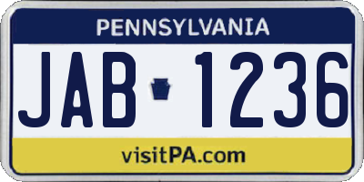 PA license plate JAB1236