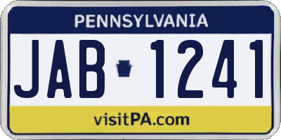PA license plate JAB1241