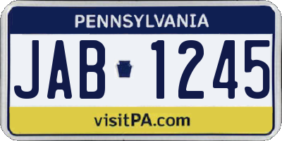 PA license plate JAB1245