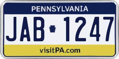 PA license plate JAB1247