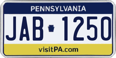 PA license plate JAB1250