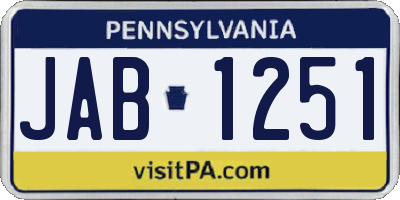 PA license plate JAB1251