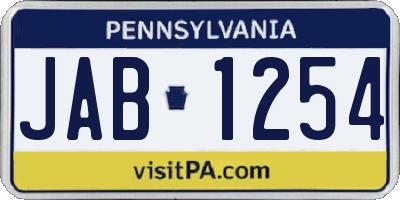 PA license plate JAB1254