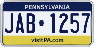 PA license plate JAB1257