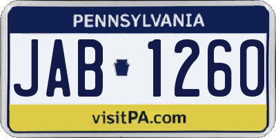 PA license plate JAB1260