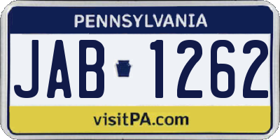 PA license plate JAB1262