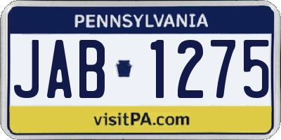 PA license plate JAB1275