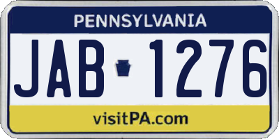 PA license plate JAB1276