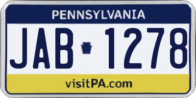 PA license plate JAB1278