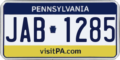 PA license plate JAB1285