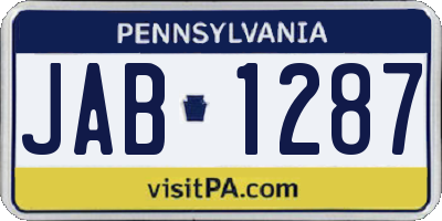 PA license plate JAB1287