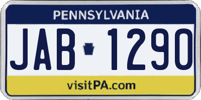 PA license plate JAB1290