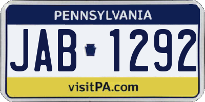 PA license plate JAB1292