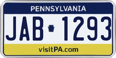 PA license plate JAB1293