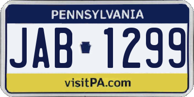 PA license plate JAB1299