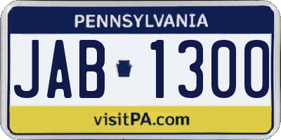 PA license plate JAB1300