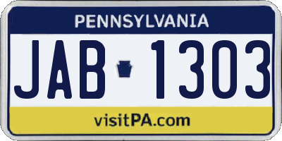 PA license plate JAB1303