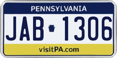 PA license plate JAB1306