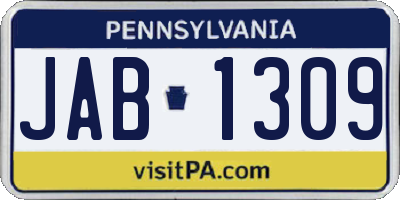 PA license plate JAB1309