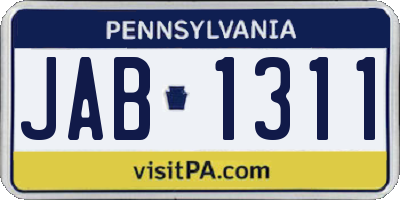 PA license plate JAB1311