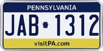 PA license plate JAB1312