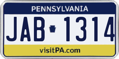 PA license plate JAB1314