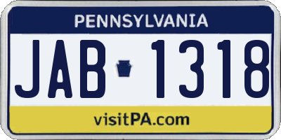 PA license plate JAB1318