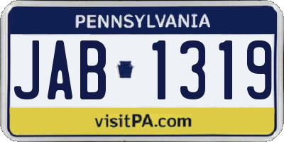 PA license plate JAB1319