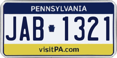 PA license plate JAB1321