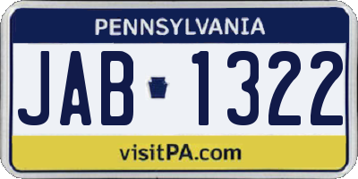 PA license plate JAB1322