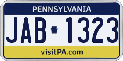 PA license plate JAB1323