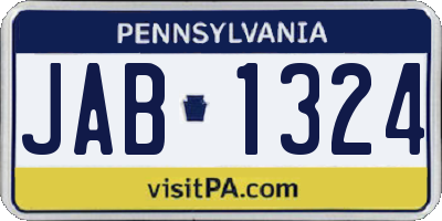 PA license plate JAB1324