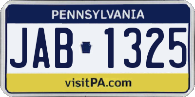 PA license plate JAB1325