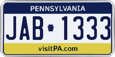 PA license plate JAB1333