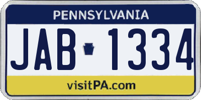 PA license plate JAB1334