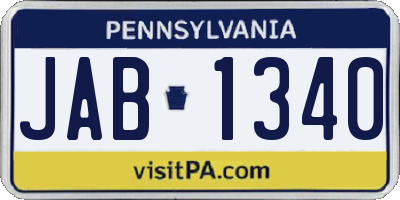 PA license plate JAB1340