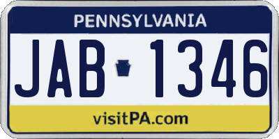 PA license plate JAB1346