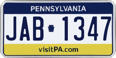 PA license plate JAB1347