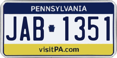 PA license plate JAB1351