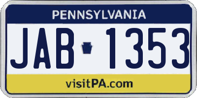 PA license plate JAB1353