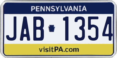 PA license plate JAB1354